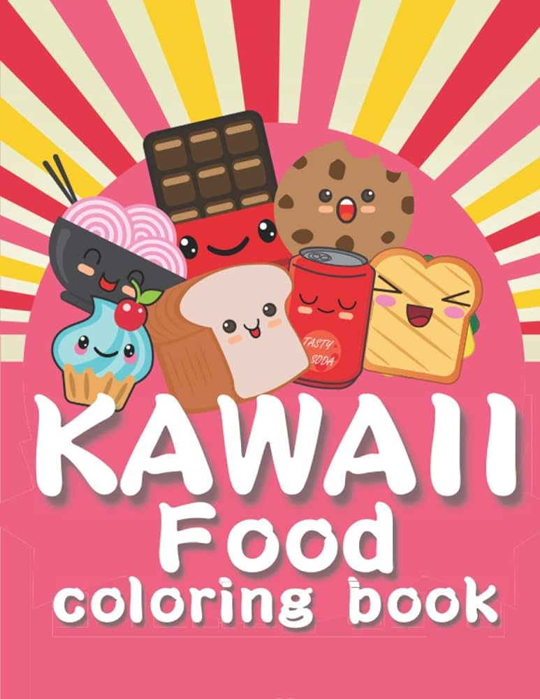 Kawaii food coloring book fun and simple coloring pages for kids and adults of all ages cute sweets fruits snacks publishing adu books