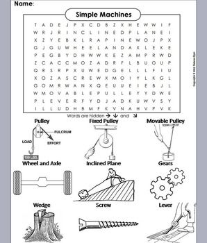 Simple machines activity word search worksheet simple machines simple machines activities simple machines unit
