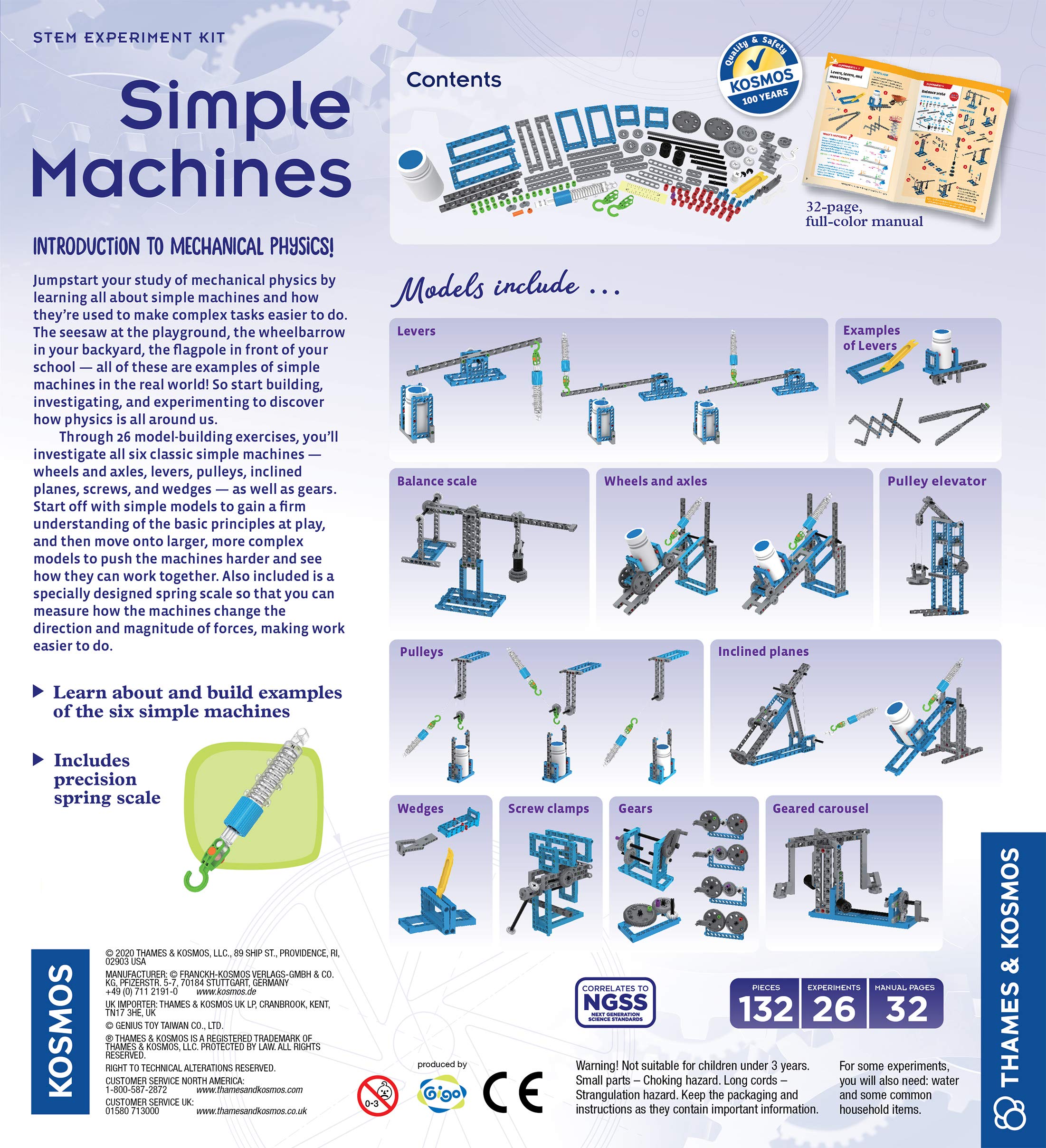Thames kosmos simple machines science experiment model building kit introduction to mechanical physics build models to investigate the classic simple machines everything else