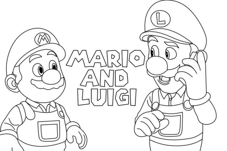 Basic mario and luigi coloring page