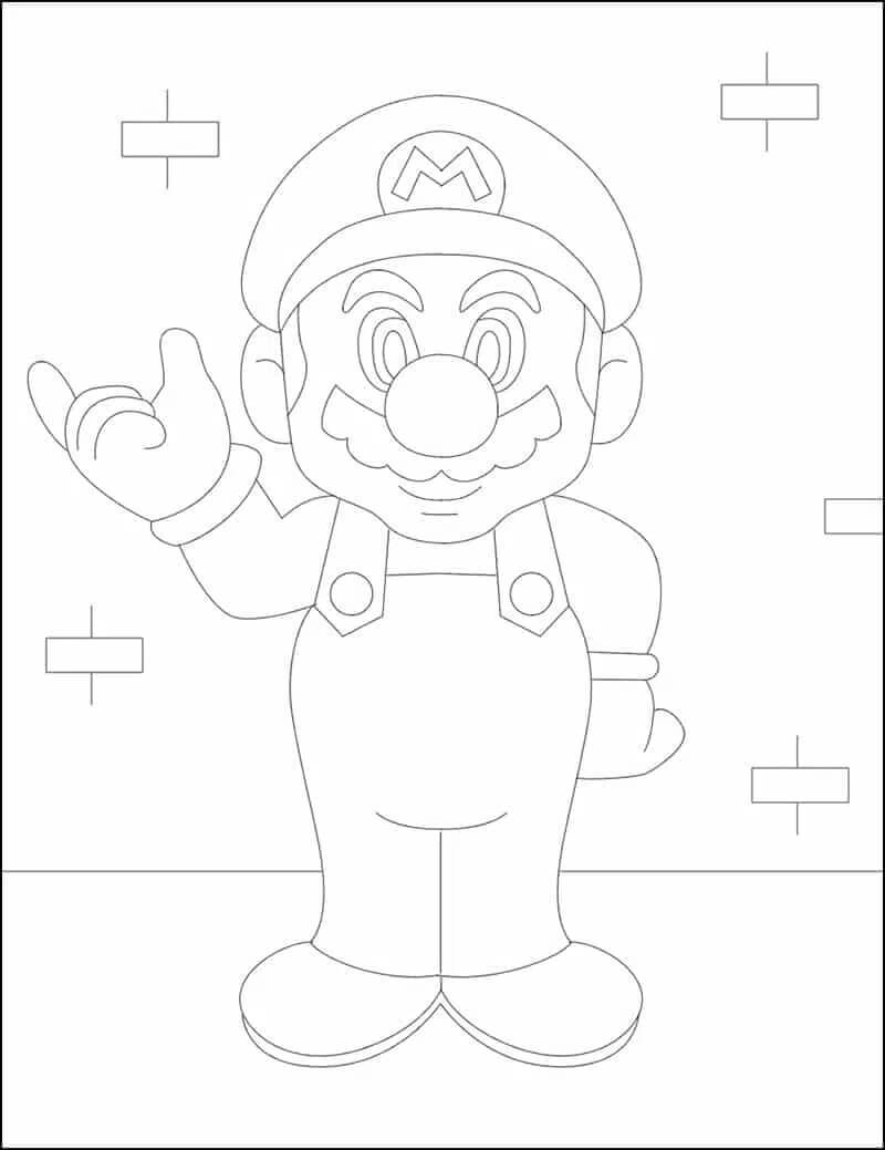 Mario standing coloring page