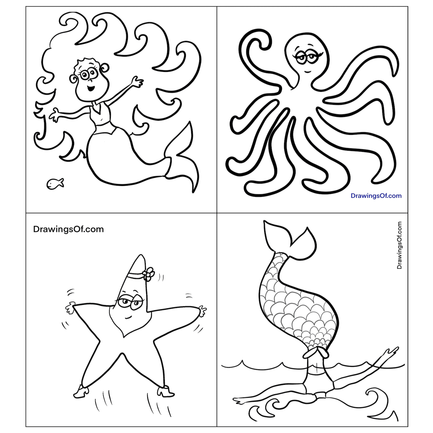 Mermaid coloring pages free printable sheets