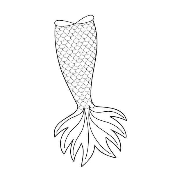 Premium vector mermaid tail in doodle outline style element of mermaid costume