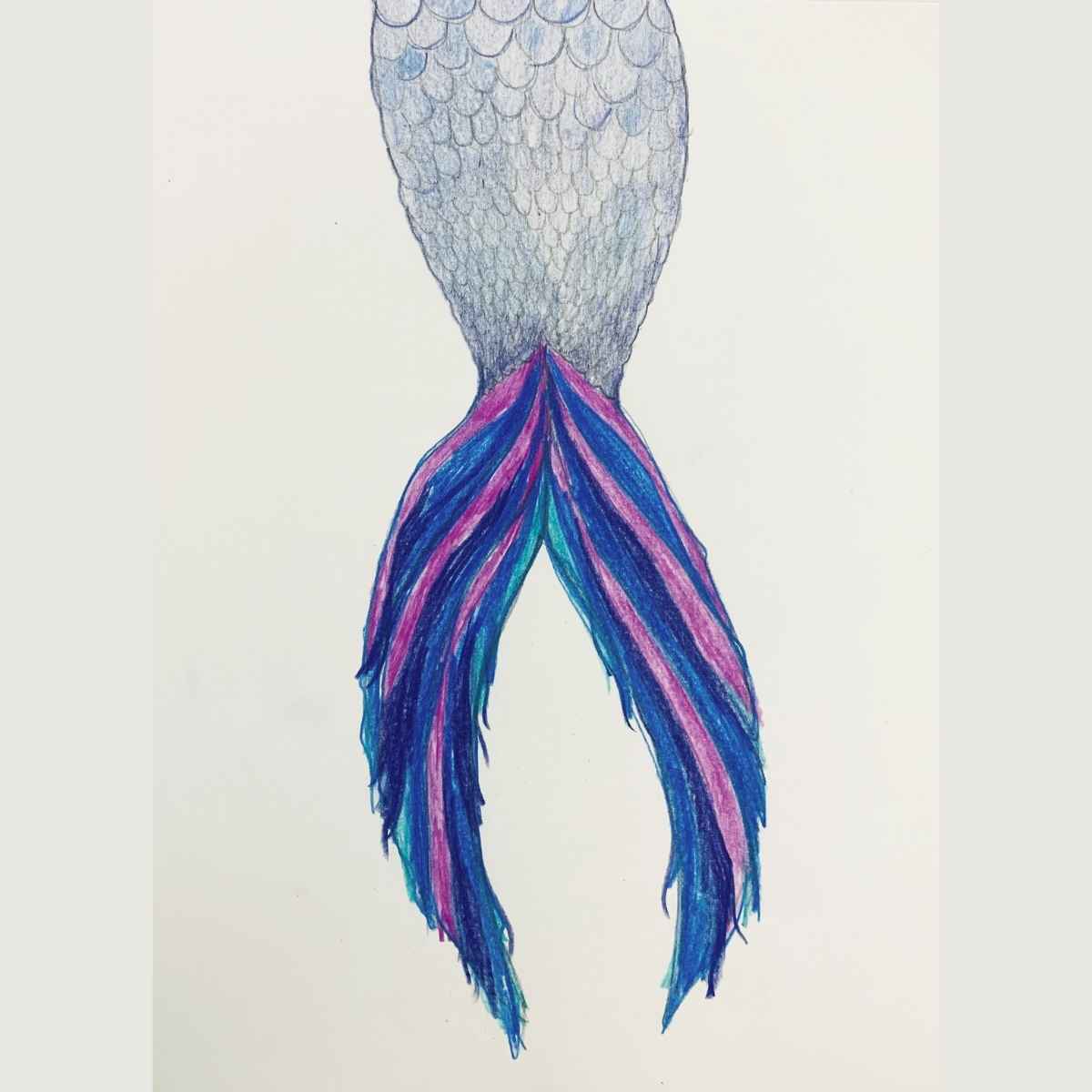 How to draw a mermaid tail with flowing scales