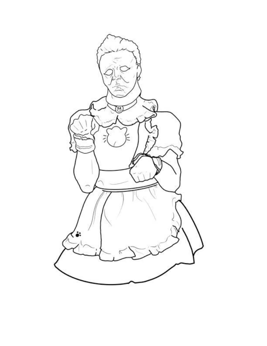 Michael myers maid coloring page digital printable