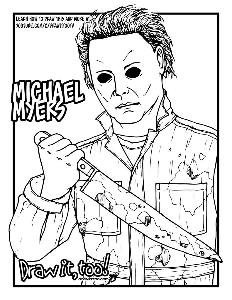 How to draw michael myers halloween drawing tutorial