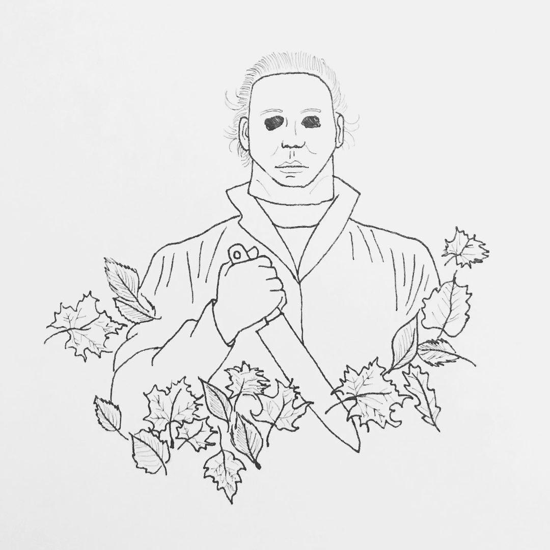 Michael myers fine line tattoo michael myers drawing horror drawing michael myers tattoo