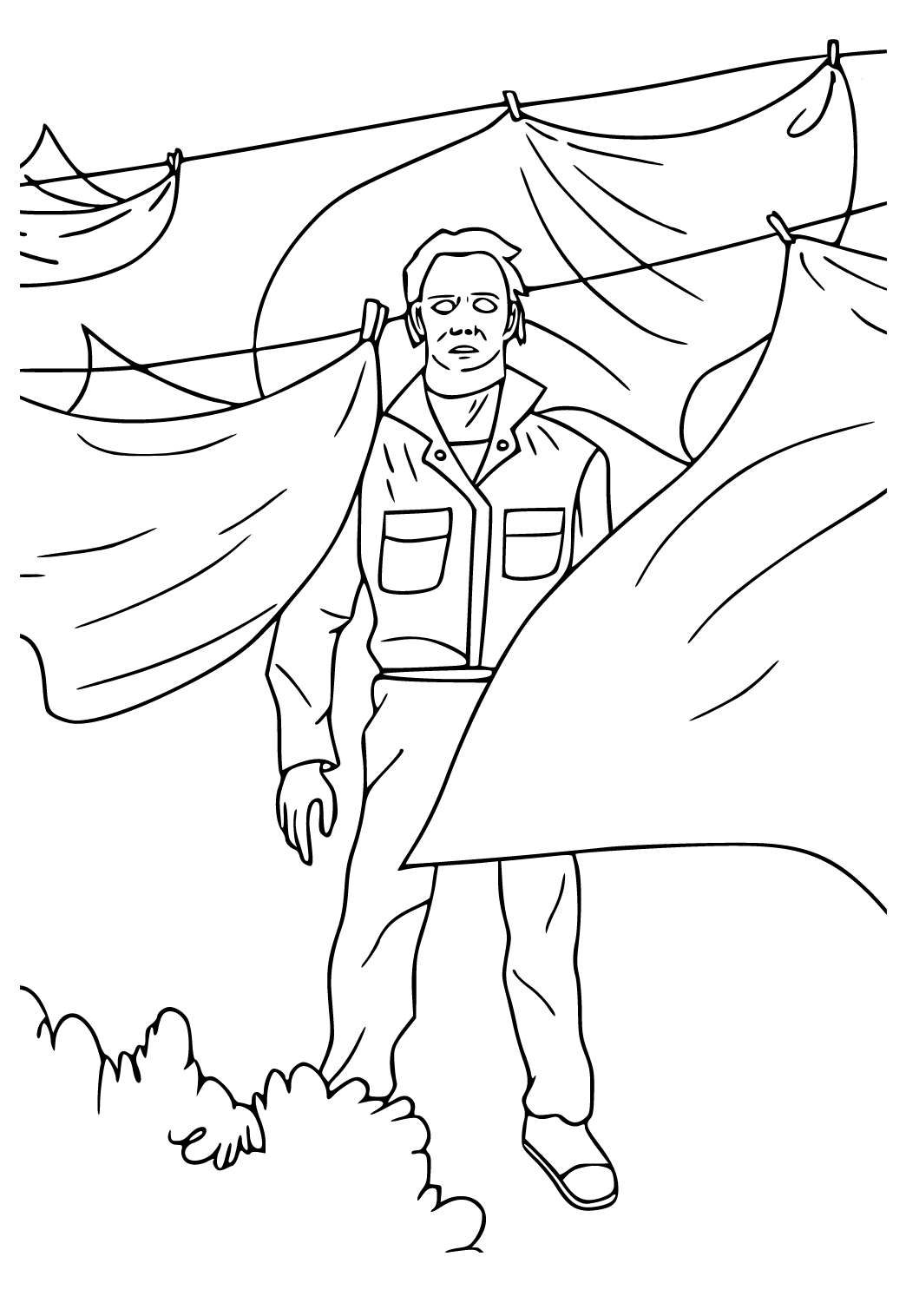 Free printable michael myers suddenly coloring page for adults and kids