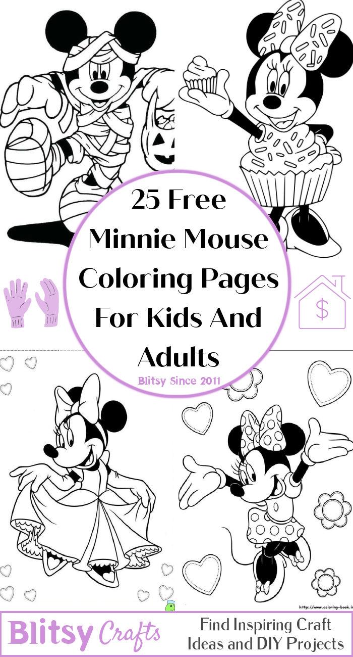 Free minnie mouse coloring pages for kids and adults