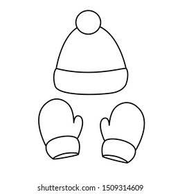 Vector illustration mittens hat coloring simple stock vector royalty free
