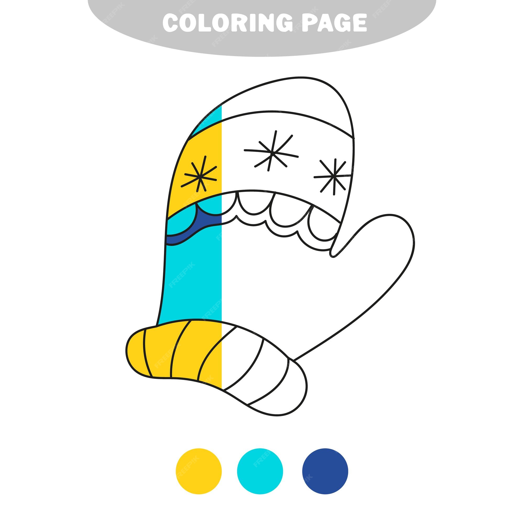 Premium vector simple coloring page winter mitten in the doodle style vector