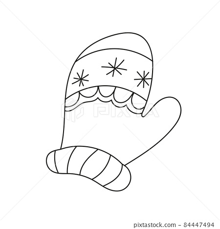 Simple coloring page winter mitten in the