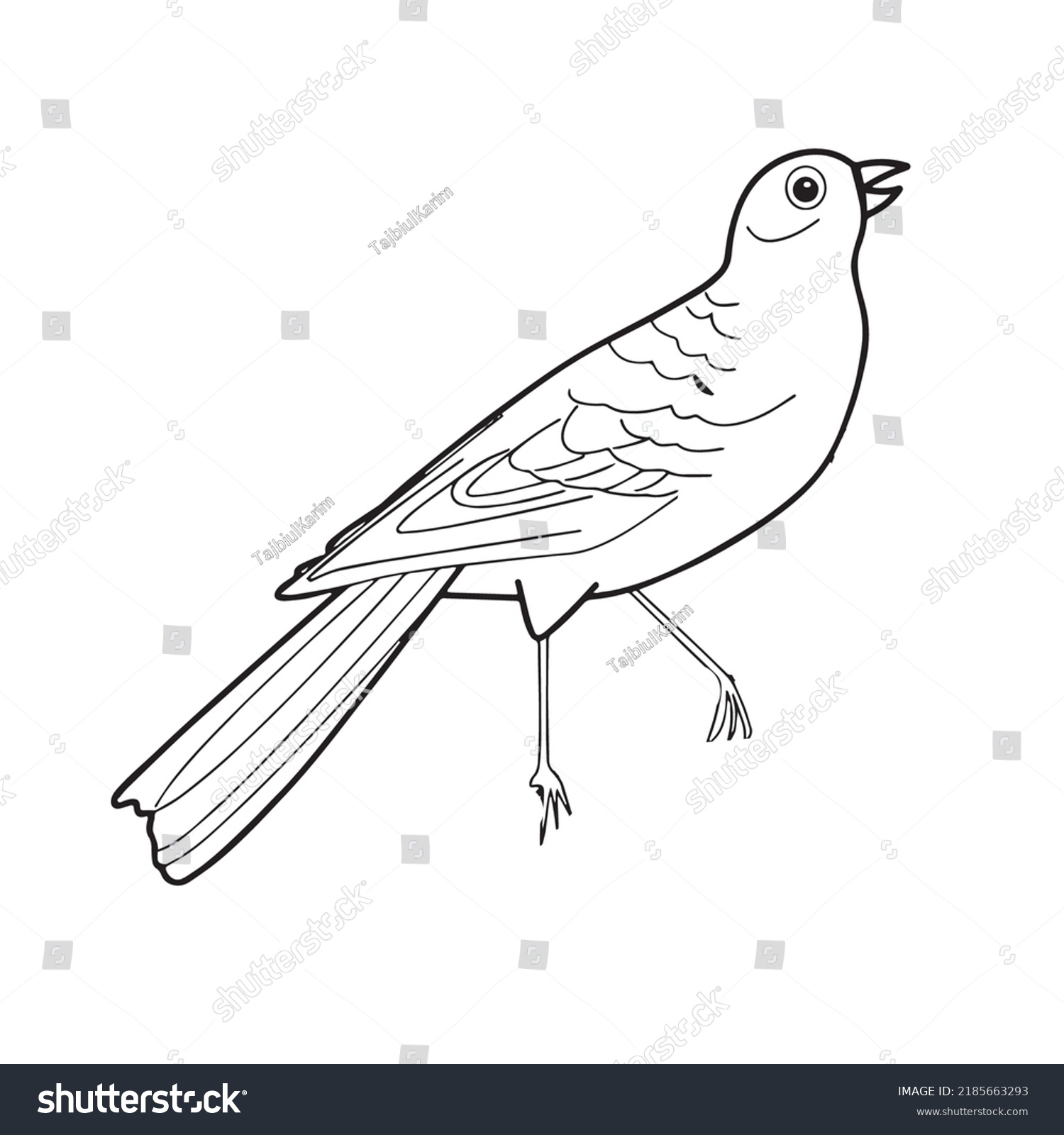 Coloring page cute cartoon flying bird stock vector royalty free