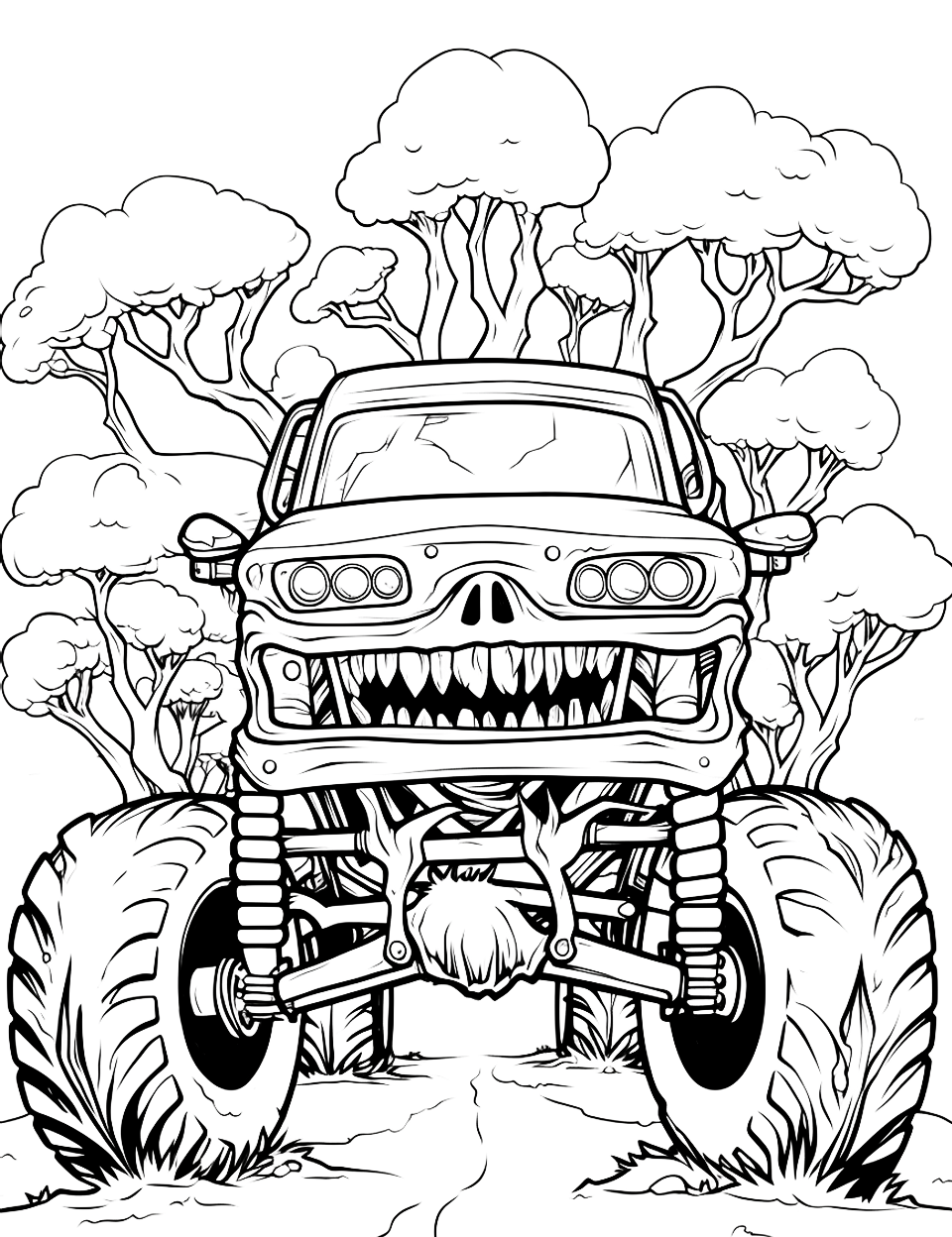 Monster truck coloring pages free printable sheets