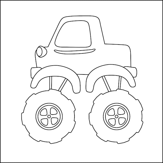 Premium vector a drawing of a monster truck coloring book