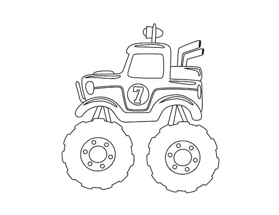 Childrens monster truck coloring pages instant download