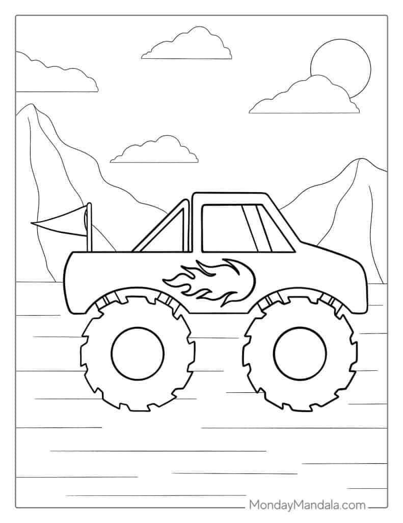 Monster truck coloring pages free pdf printables