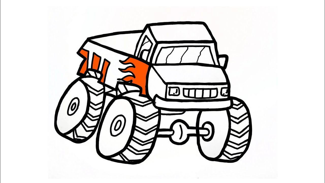 How to draw monster truck monster truck how to draw truck how to draw a monster truck easy