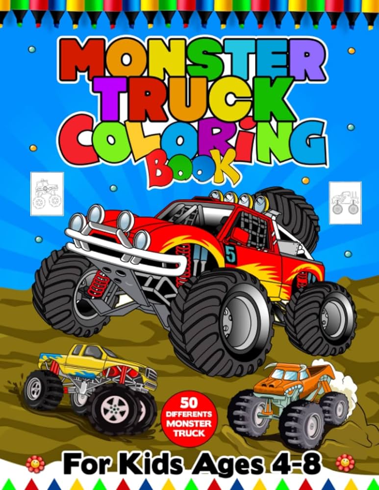 Monster truck coloring book for kids ages
