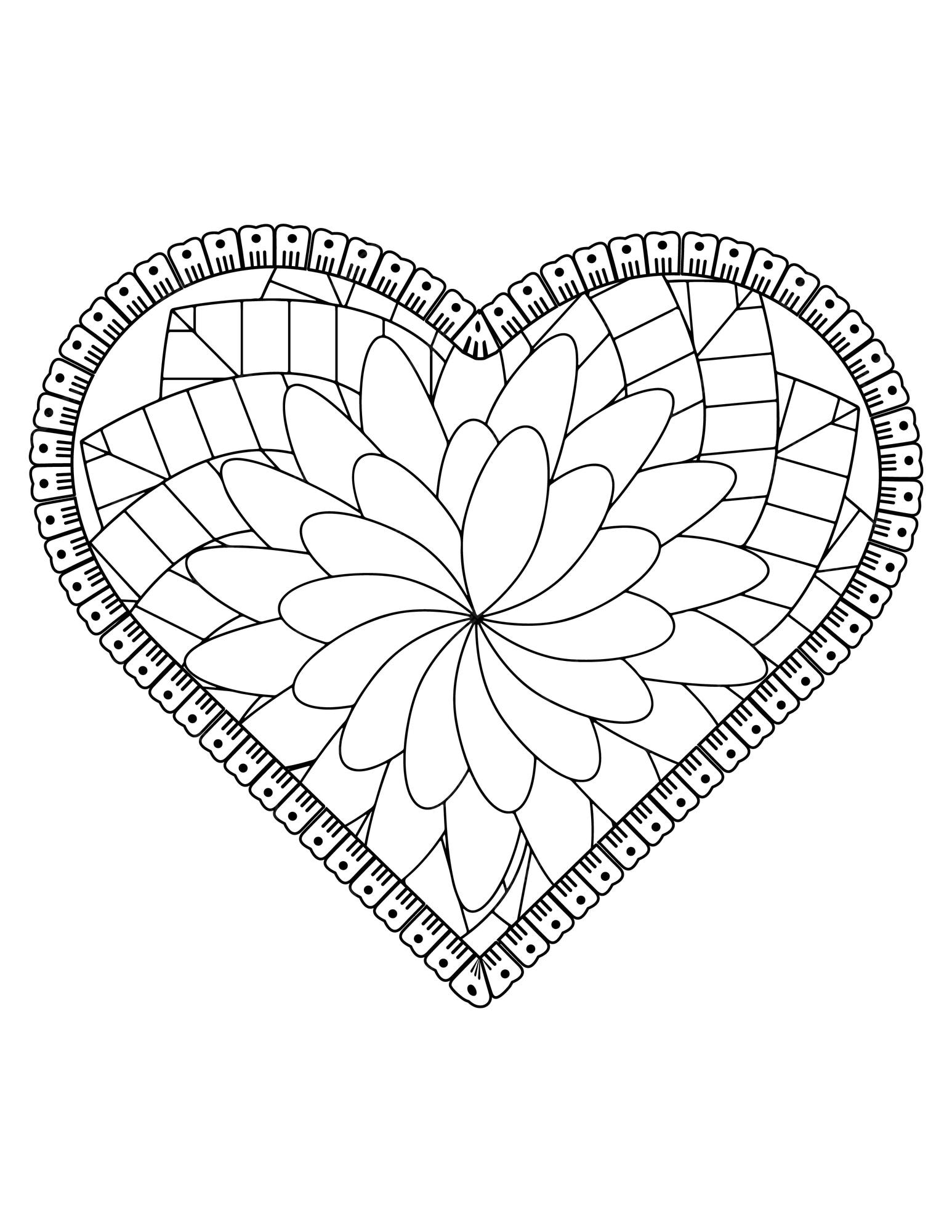 Premium vector heart coloring page for adult and kids love coloring vector valentine pattern design valentine