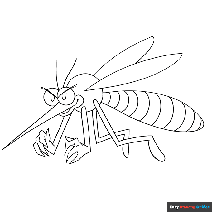 Mosquito coloring page easy drawing guides
