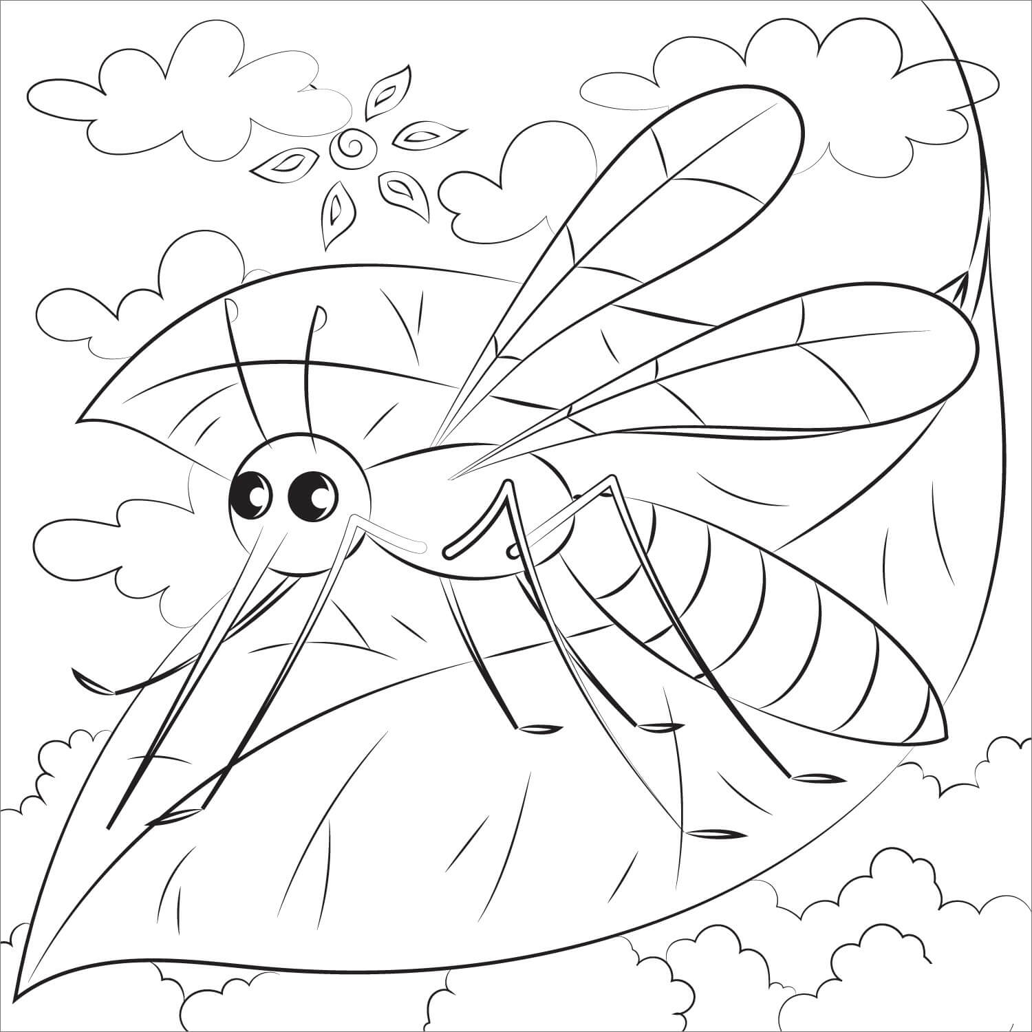 Basic drawing mosquito coloring page