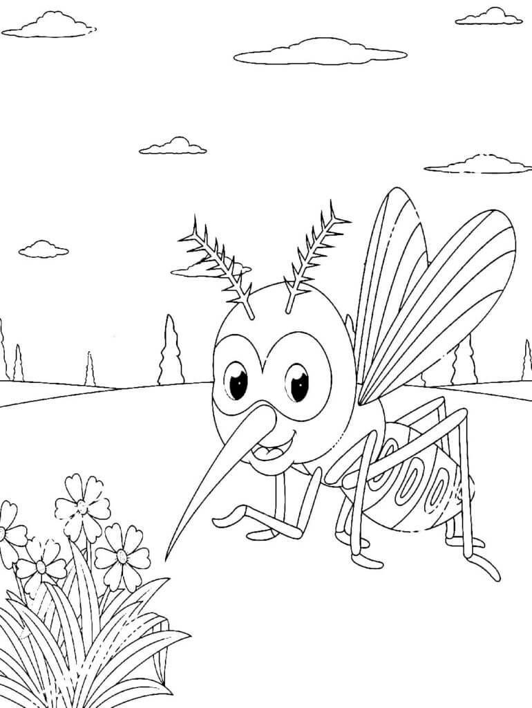 Basic drawing mosquito coloring page