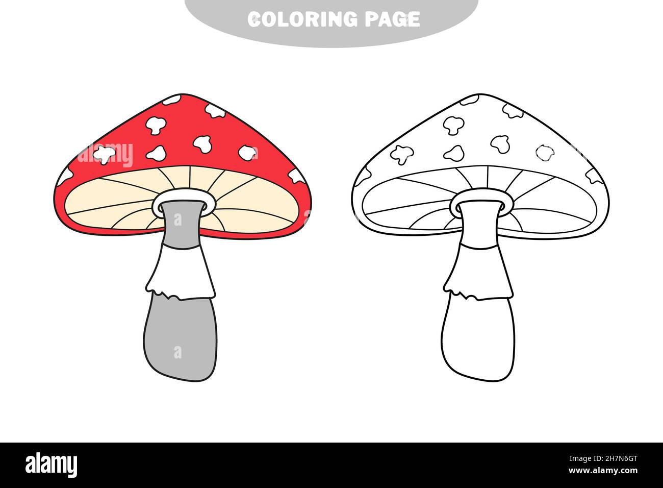 Simple coloring page coloring book page template with fly agaric mushroom vector illustration color and black and white version stock vector image art
