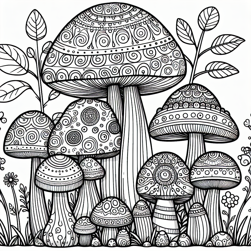 Mushroom coloring pages â custom paint by numbers