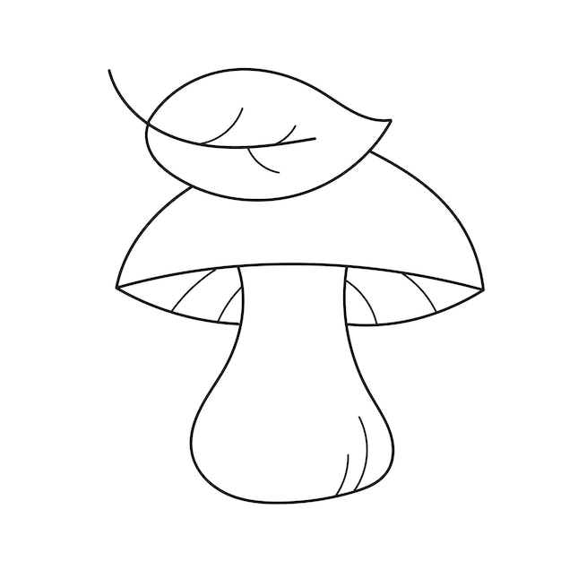 Premium vector simple coloring page cute edible mushroom in cartoon style vector