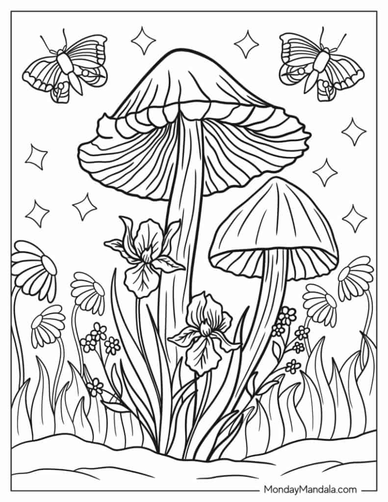 Mushroom coloring pages free pdf printables
