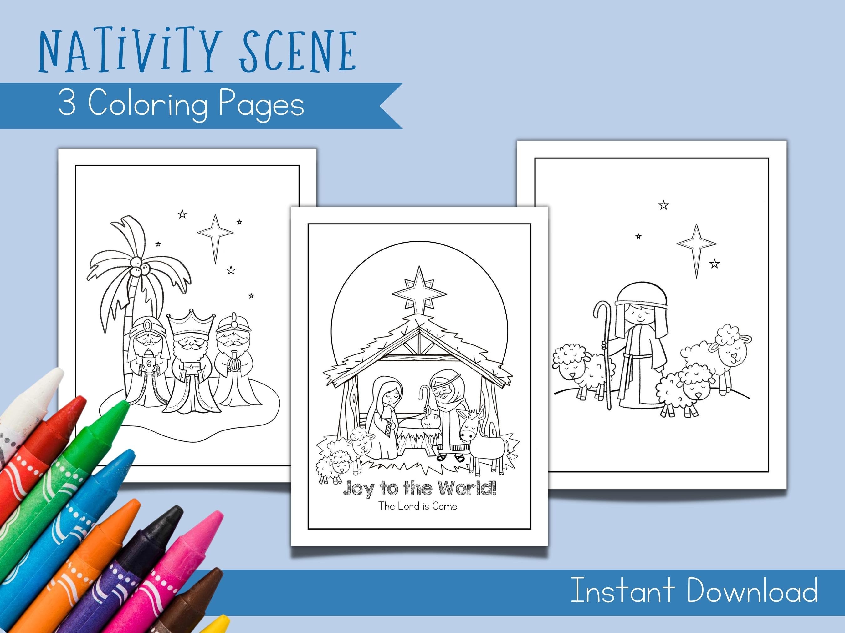 Christmas nativity coloring pages for kids kids christmas coloring pages nativity download the christmas story nativity digital instant download
