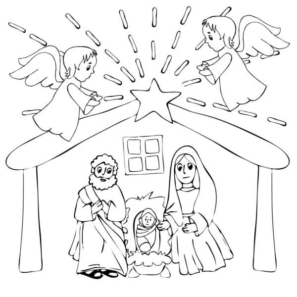 Hand drawn coloring pages kids adult christmas nativity scene coloring stock vector by eenazlatagmail