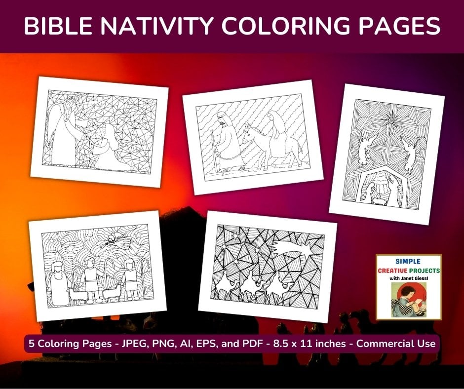 Bible nativity coloring pages