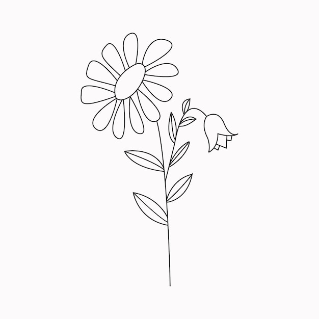 Premium vector beautiful easy flowers coloring book for preschool children cute educational flowers coloring page