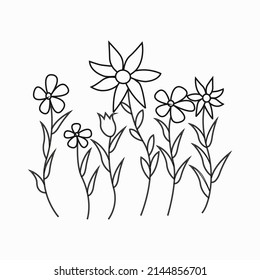 Beautiful easy flowers coloring book preschool stock vector royalty free