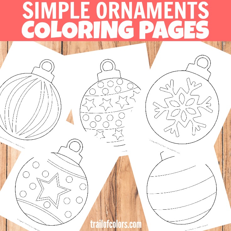 Simple christmas ornaments coloring page for kids
