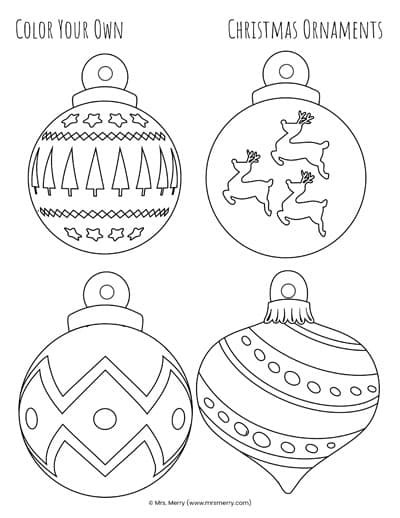 Christmas ornaments printables to color mrs merry