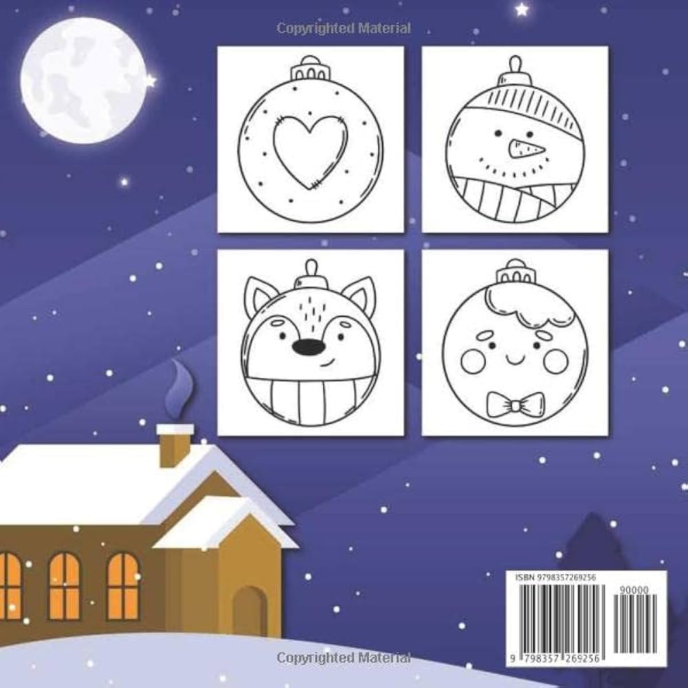 Cute christmas characters holiday ornament coloring book for kids ages to super simple large easy