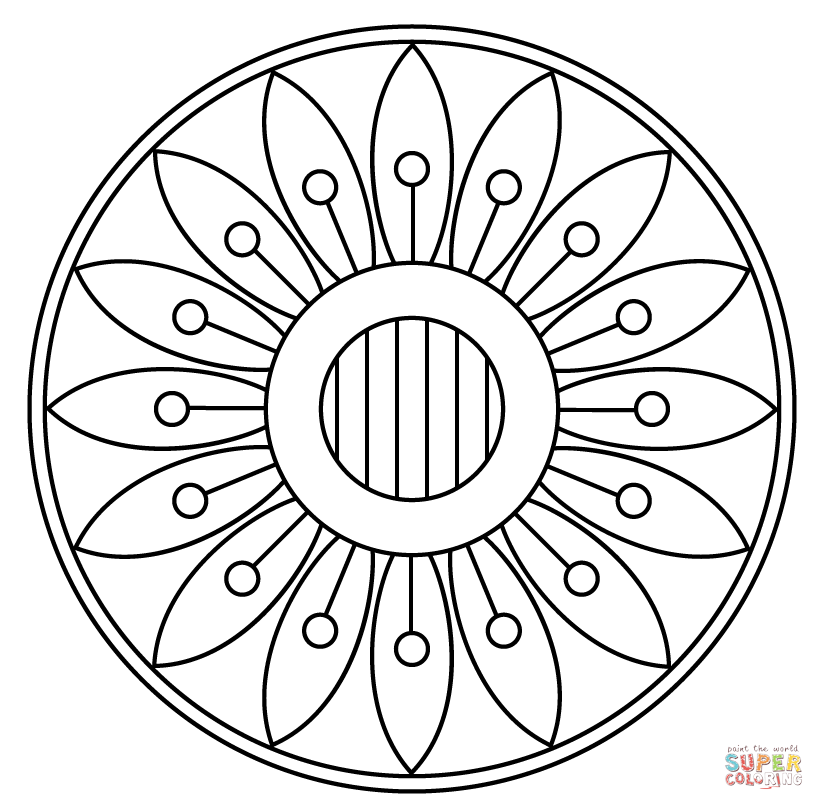 Mandala with floral pattern coloring page free printable coloring pages