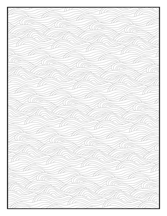 Coloring page waves geometric kaleidoscope simple repeating pattern printable