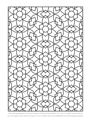 Easy geometric patterns colouring book volume lj knight art