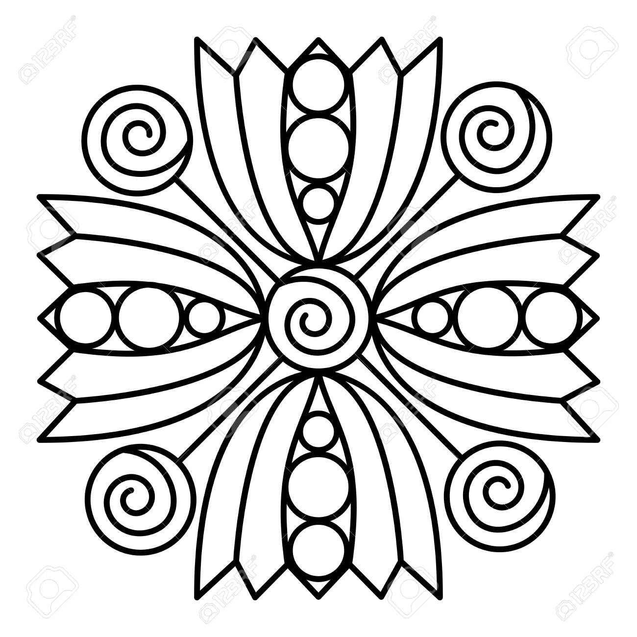 Simple floral mandala pattern for coloring book pages tattoo prints and decorative stamps royalty free svg cliparts vectors and stock illustration image
