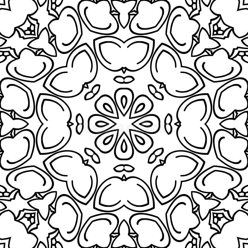 Simple coloring page for kids and adults seamless pattern relax ornament meditative drawing coloring book stock illustration