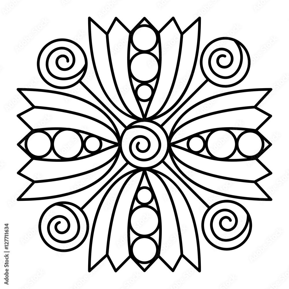 Simple mandala flower design for coloring book pages doodle floral pattern in bold print easy coloring mandala for beginners vector