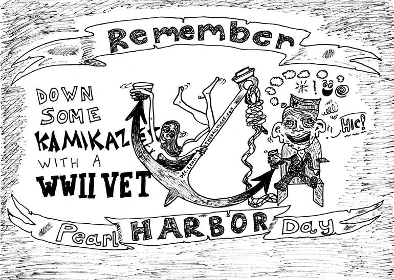 Remember pearl harbor day cartoon drawing by yasha harari saatchi art
