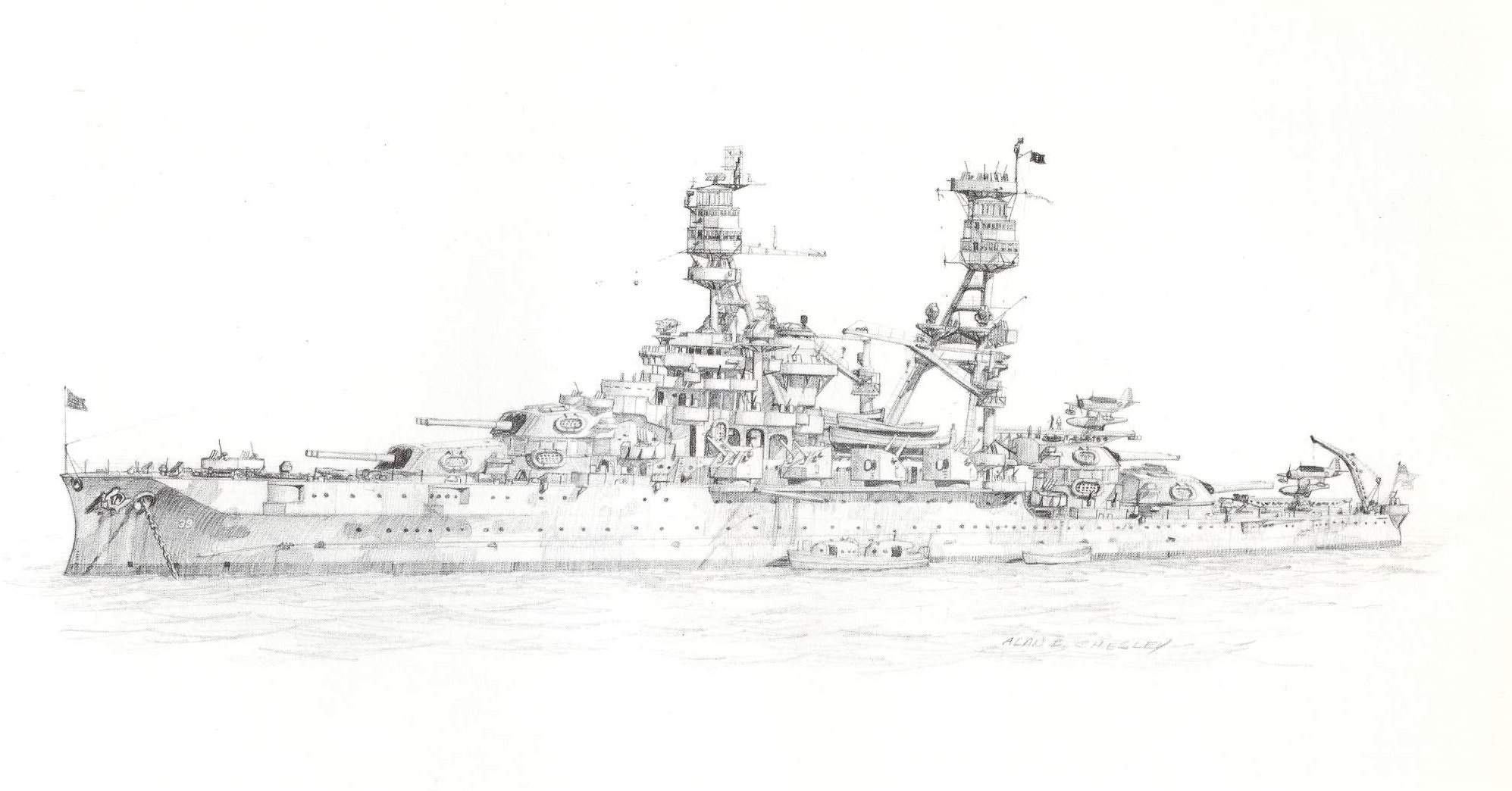 X drawing depicting arizonas redesign had she survived pearl harbor drawing by alan e chesley rwarshipporn