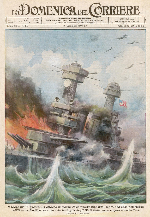 Attack on pearl harbour japanese drawing by mary evans picture library