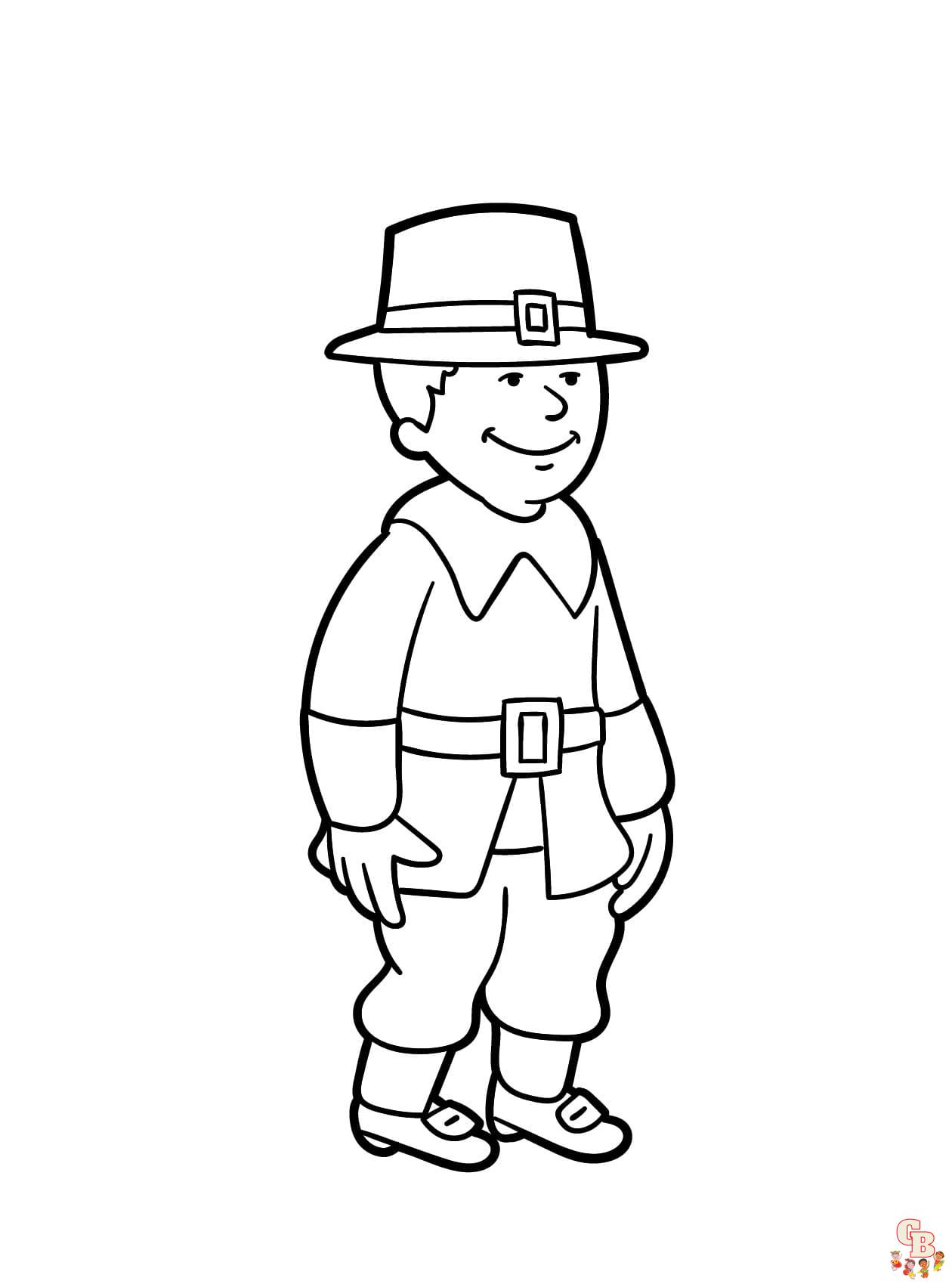 Printable pilgrim coloring pages free for kids and adults