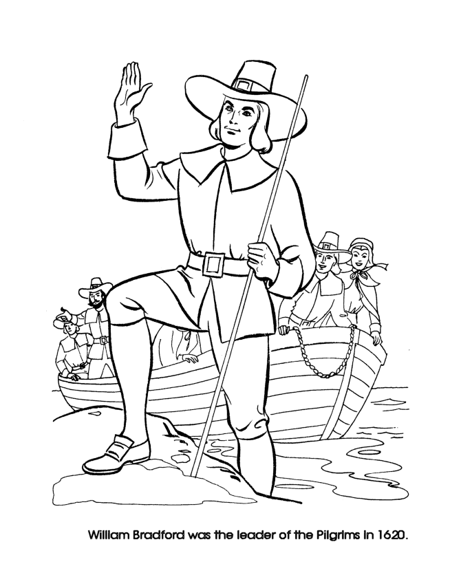 Pilgrim thanksgiving coloring page sheets